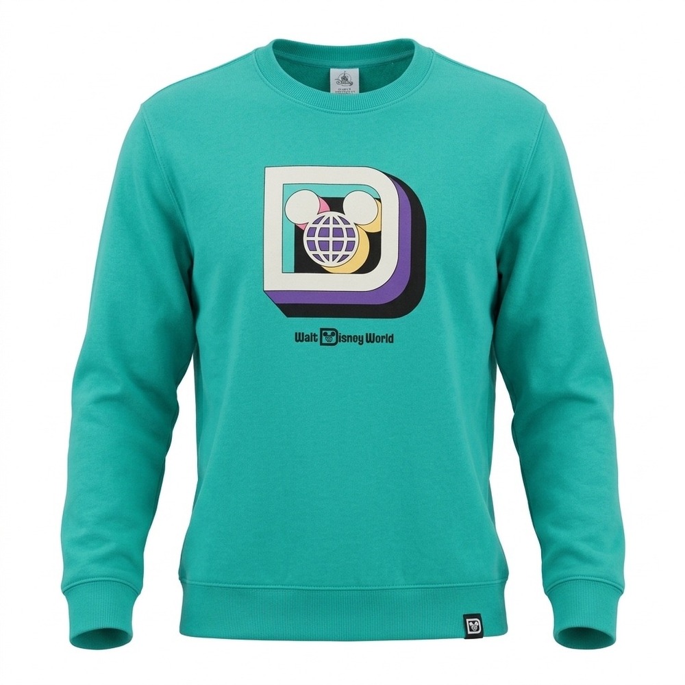 NWT Walt Disney World Retro D Logo Graphic Sweatshirt Teal Green Mens Large